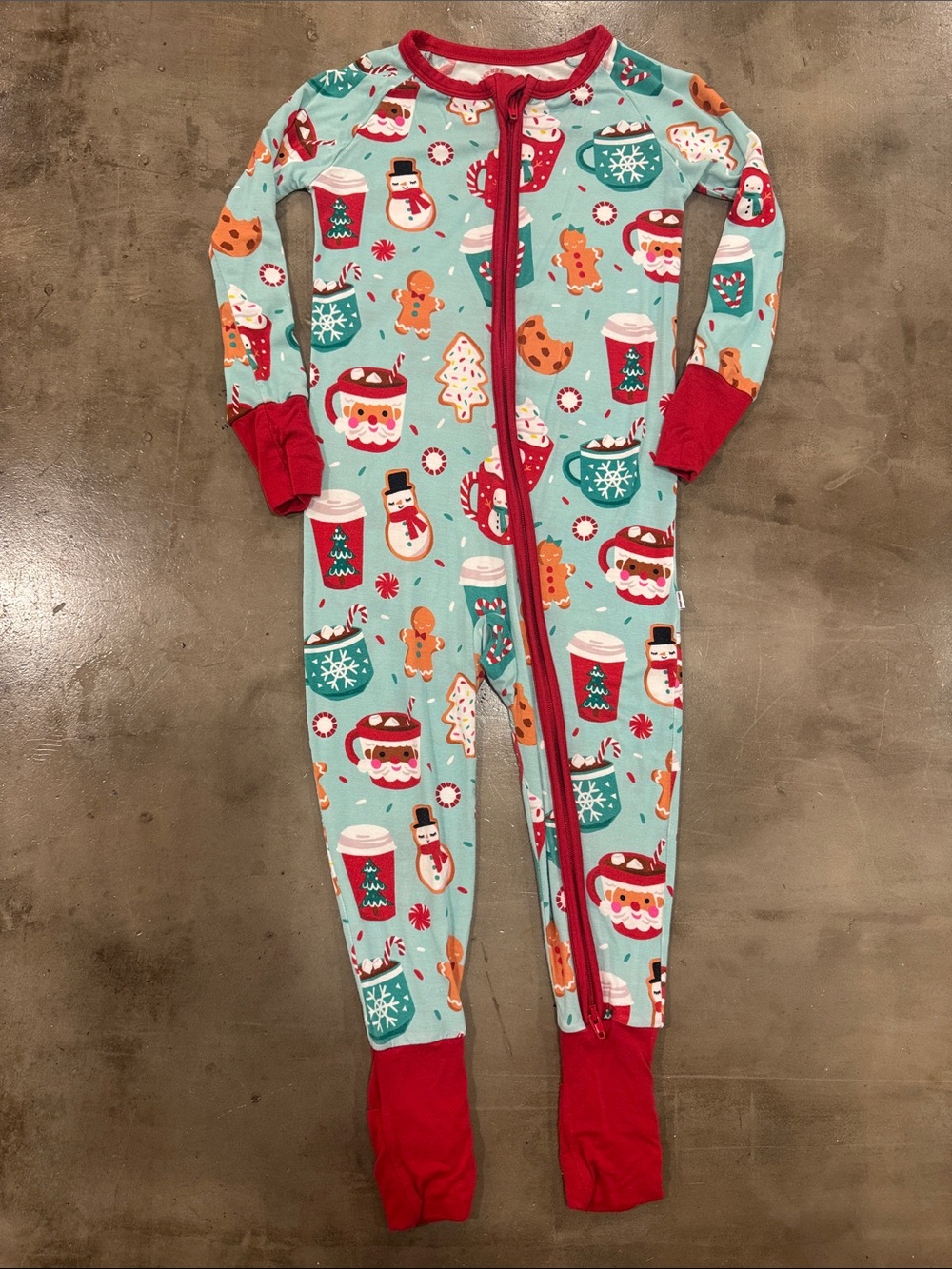 Little Sleepies Teal Holiday Print One-Piece Zippy